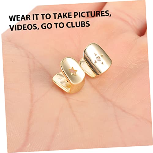 2 piezas grill para dientes hip-hop dorado duradero miniatura 6