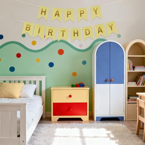 Image of ZHENGYE Happy Birthday Banner Yellow Birthday Decoration Sign Birthday Party Decorations Supplies