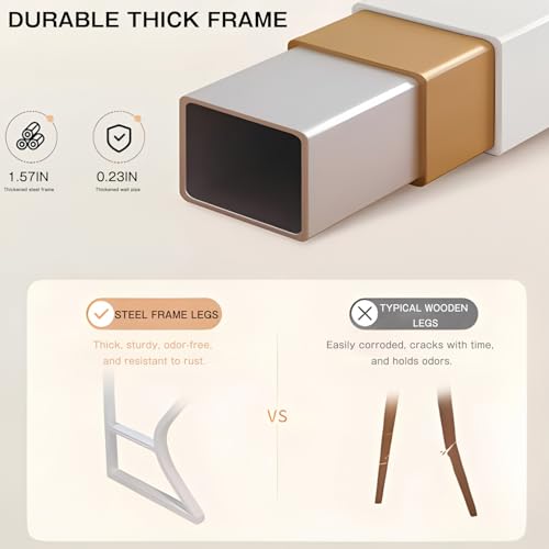 Computer Desk 55.1 Inch with Storage Shelf, Modern Study and Student Desk, Small Gaming PC Writing Table for Bedroom, Apartment, or Home Office, White - Image 5