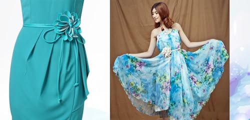 Womens' Hand Woven Flower Knot Casual Leather Waist Chain Rope Belt for Dress4