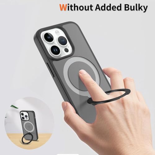 Image of Magnetic for iPhone 13 Pro Case & iPhone 14 Pro Case, 6.1 inch, Compatible with MagSafe, Rugged Kickstand, Not-Yellowing Military-Grade Protection, Matte Black