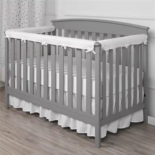 Ahmazingly Rail Cover - Gray/White Reversible Teething Guard, Soft Minky Dot, One 51'x7' & Two 27.5'x7' Covers, Protects Rails, Prevents Bumps &...