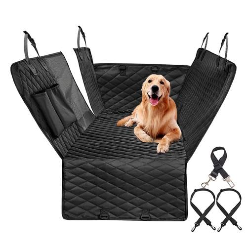 Joberio Funda de asiento de coche para perros para asiento trasero – Protector de asiento para banco con fondo rígido impermeable | Protección para asiento trasero para viajes con mascotas
