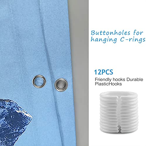Rideau de douche polyester au design soigné montagnes enneigées KnSam