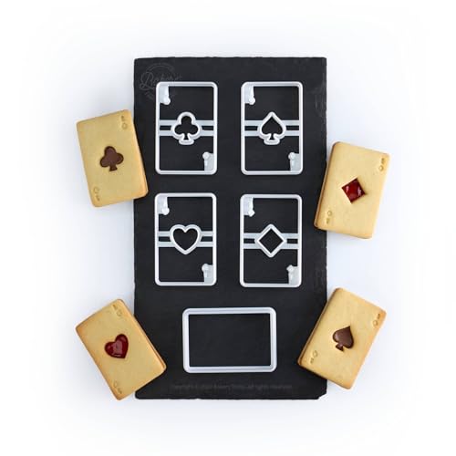 Lot de 5 Emporte-pièces Biscuits Fourrés 4 As – Jeu de Cartes | Recette offerte | Fabriqués en France