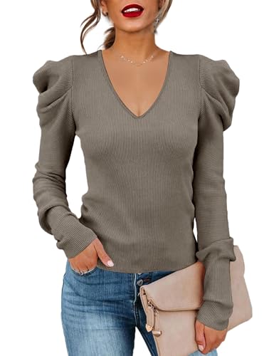 Amarmia Puff Sleeve Knit Pullover Sweater