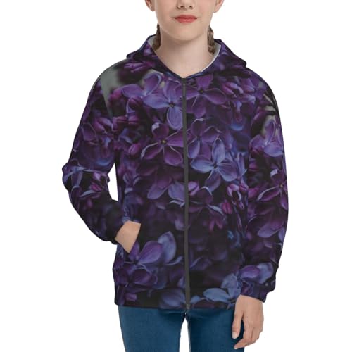 Lilac Kids Pullover Hoodies Boys Zip Up Sweatshirts Girls Athletic Clothes with Pocket3