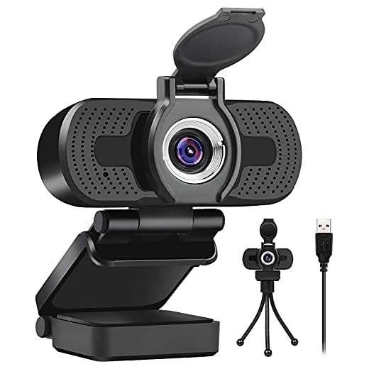 LarmTek Webcam Full HD 1080p, computador laptop, PC, Mac, câmera de mesa para conferências e chamadas de vídeo, webcam Pro Stream com chamadas de vídeo Plug and Play, microfone embutido