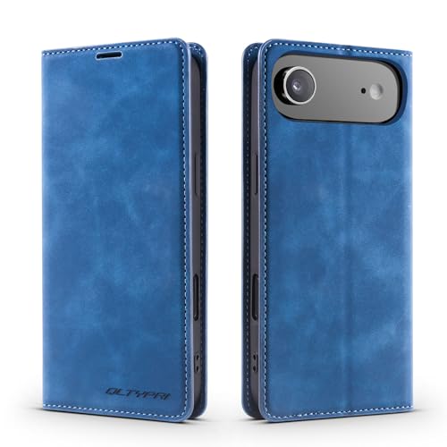 Housse iPhone 17 Air bleue style portefeuille pour voyager l'esprit léger