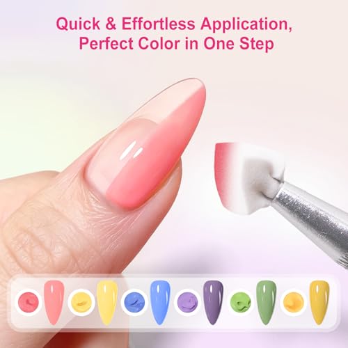 Kit Paleta de Gel Esmalte Ombre con 6 Colores y Esponjas miniatura 4
