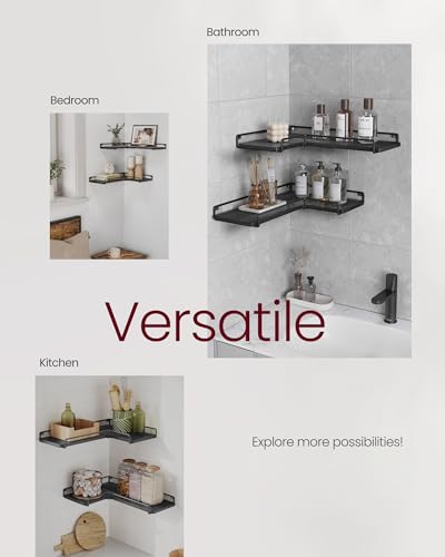 VASAGLE Floating Shelves, Set of 2, L-Shaped Corner Shelves for Wall Corner Wall Shelf, Industrial Style - Image 4