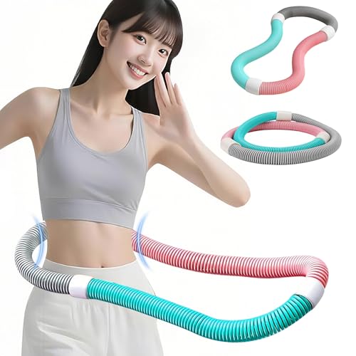 【2025新登場・改良型】 フラフープ ダイエット ベリー フィットネス PVCソフトスプリングフープ 折りたたみ式 ポータブル 静音設計 重み付け 脂肪燃焼 筋トレ シェイプアップ (ウエスト・背中・脚・胸 エクササイズ) 室内/公園用 男女兼用