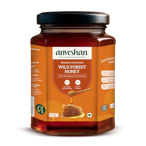Image of Anveshan Wild Forest Honey 1Kg | Raw & Minimally Processed | Immunity Booster | 100% Pure Natural Honey | No Added Sugar | Forest Harvested | Glass Jar | Lab Certified