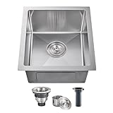 POPFLY 15x17 Inch Bar Prep sink, Undermount Kitchen Sink, Stainless Steel Single Bowl Kitchen Small