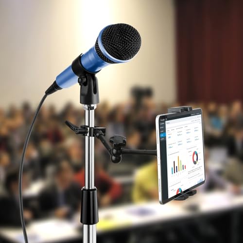 Image of Mippko iPad Holder for Microphone Stand /Mic Music Stand,Tablet Mount Compatible with 4.7~12.9 inch / Nexus /LG G Pads /e-Reader /Switch /iPhone,360 Adjustable 10 inch Long Aluminum Alloy Arm