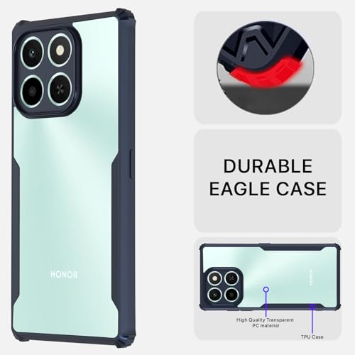 Image of Outlouders Back Cover for Honor X6c| Ultra Hybrid Transparent | Full Camera Protection | Raised Edge | Crystal Clear Bumper Case (Blue)
