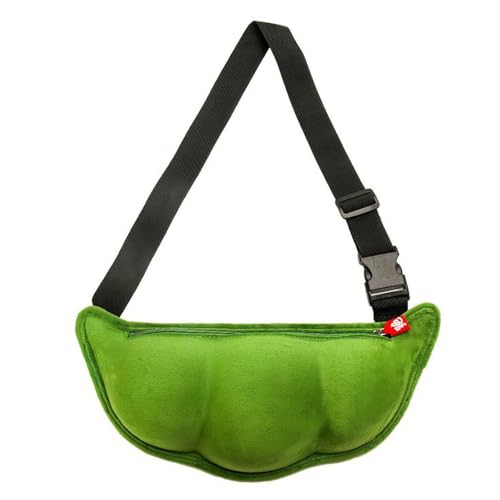 1Pcs Cute Pea Shaped Funny Pack Plush Chest Purse with Cartoon Design Convenient Crossbody Bag