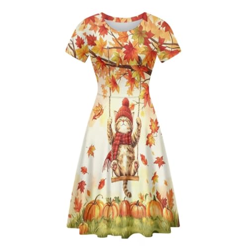Image of AFPANQZ Womens Casual Summer Lightweight Vintage Dress Short Sleeve Midi Dress Knee-Long Luxury Formal Dress