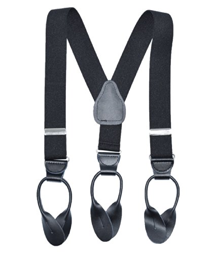 Hold'em Button End Suspenders Kids Boys Girls Toddlers Baby Leather-Black #TOP14