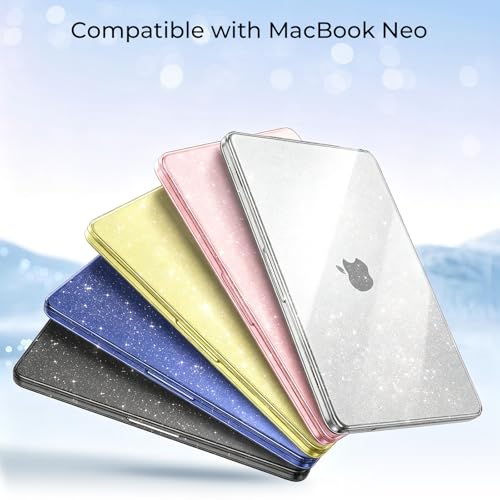 Image of EooCoo Compatible with Apple 2026 MacBook Neo Case 13 inch Mac Laptop A3404 with A18 Pro Chip & 13 inch Liquid Retina Display, Sparkly Transparent Hard Shell, Plastic Snap-on Cover, Glitter Crystal Indigo