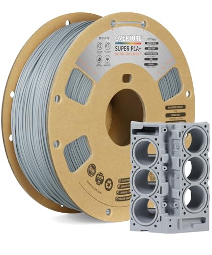 Image of OVERTURE Super PLA+ Filament 1.75mm, Toughness Enhanced PLA Plus, Professional Toughness 3D Printer Filament 1kg (2.2lbs), High Precision + /- 0.02mm Light Grey