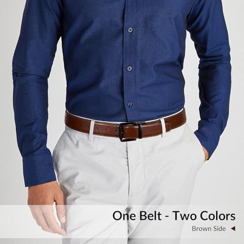 1PCS Men's Reversible Genuine Leather Belt - Dress & Casual, Two-in-One, Business Use3