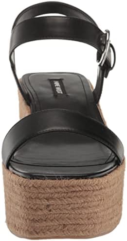 Nine West Women's NILLO Wedge Sandal, Black 001, 8 | Image 1