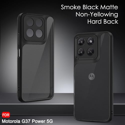 Image of TheGiftKart Hybrid Shockproof Back Cover Case for Motorola Moto G37 Power 5G | Camera Protection Module | Hard Back Cover Case for Moto G37 Power (PC & TPU, Translucent Smoke Matte Back, Black Sides)
