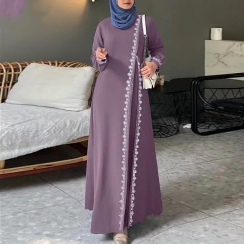 Abaya vestido musulmán largo con encaje árabe para mujer y oración en Ramadán 5