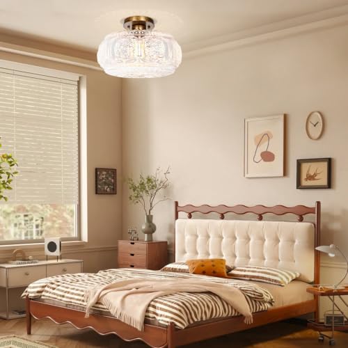 Image of 12 Inch Semi Flush Mount Ceiling Light Fixture, Antique Bronze