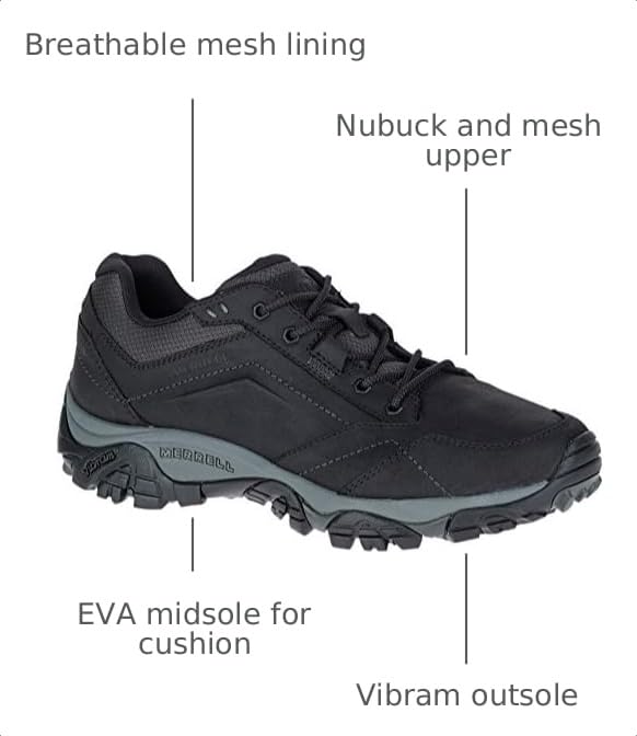 Image of Merrell Men's Moab Adventure Lace Hiking Shoe, Black, 12 M US