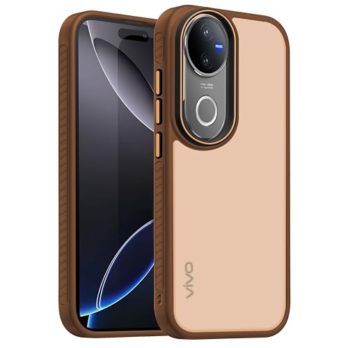 Image of V-TAN Back Cover for Vivo V50 5G Matte Finish Transparent Case, Transparent Clear, TPU, Camera Protective Shockproof Cover, Brown