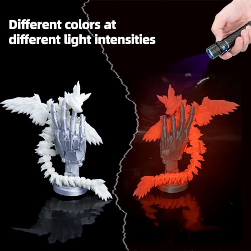 Image of 3D Printed Dragon with Wings - Glow Orange, 18 inch Flying Dragon, XL Articulated Winged Crystal Fidget Toy, Home Decor, Birthday Gift, Desk Pet