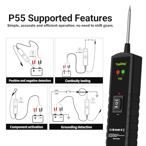 Image of Topdiag P55 Power Circuit Probe Kit, Automotive Circuit Tester with Component Activation /Short Circuit Finder /Continuity Test /Positive&Negative Detection /Ground Detection