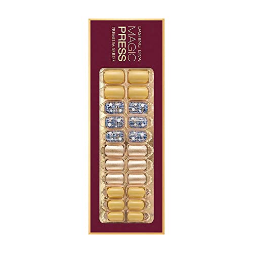 [DASHING DIVA–Nails with Big Stone]Premium Magic Press Super Slim Fit-Orgeous Tweed+Soul Navy 237/38GMC(2Different Designs 30strips+30strips in 12sizes)
