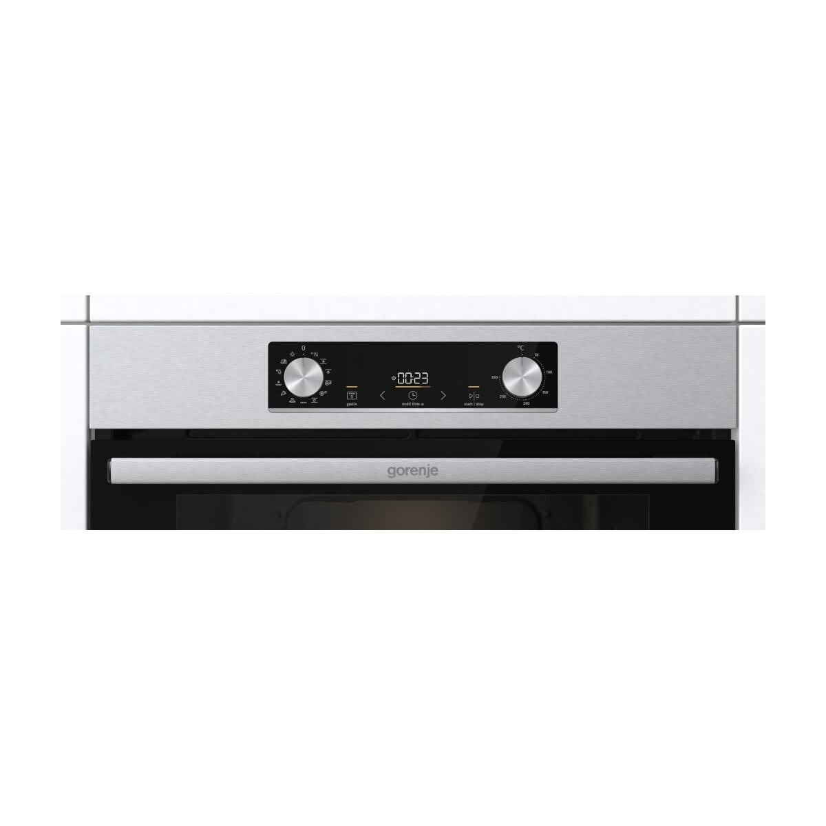 Gorenje OptiBake Steel Steam Set, 77L, Heißluft, AquaClean, GentleClose & Open, AirFry, Pizzamode 300°C, PerfectGrill, Glaskeramik-Kochfeld, Edelstahl