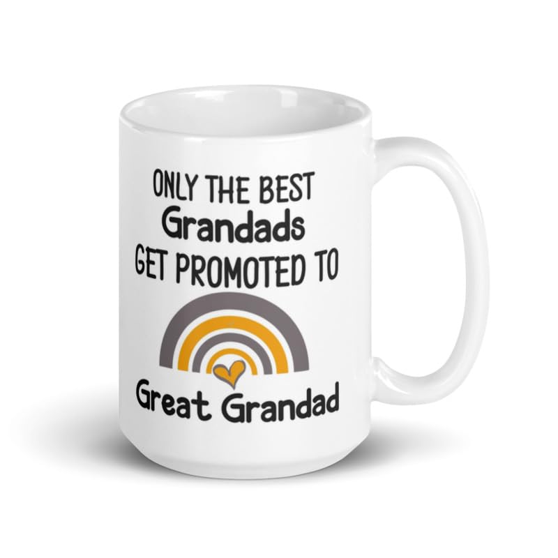 Only The Best Grandads Get Promoted to Great Grandad - Large Tea Mug | You're Going to Be A Great Grandad - Pregnancy Announcement Gift (15oz)