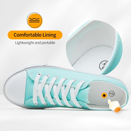 Image of ZGR Womens White Tennis Shoes for Women,Low Tops Lace up Canvas Sneakers