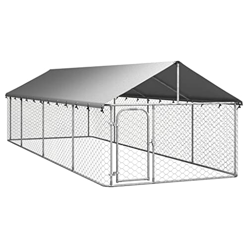 vidaXL Gabbia per Cani da Esterno con Tetto 600x200x150 cm