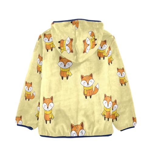 Foxes Wearing Scarves Toddler Fleece Jacket Girl Boys Hooded Fleece Jacket Coat Warm Outwear Zip-up 3-10T2