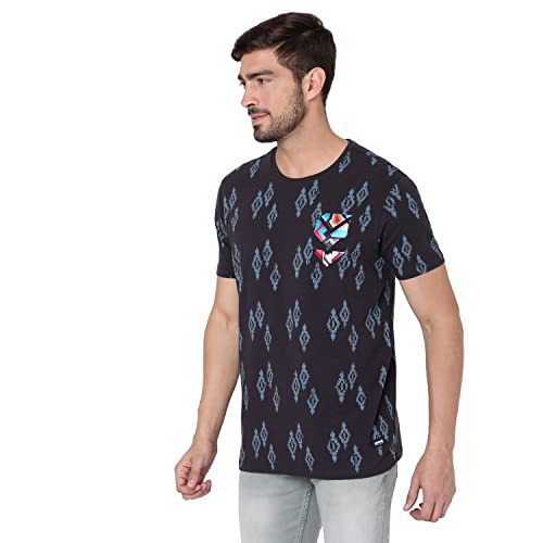Image of Spykar Men's Printed Slim Fit T-Shirt