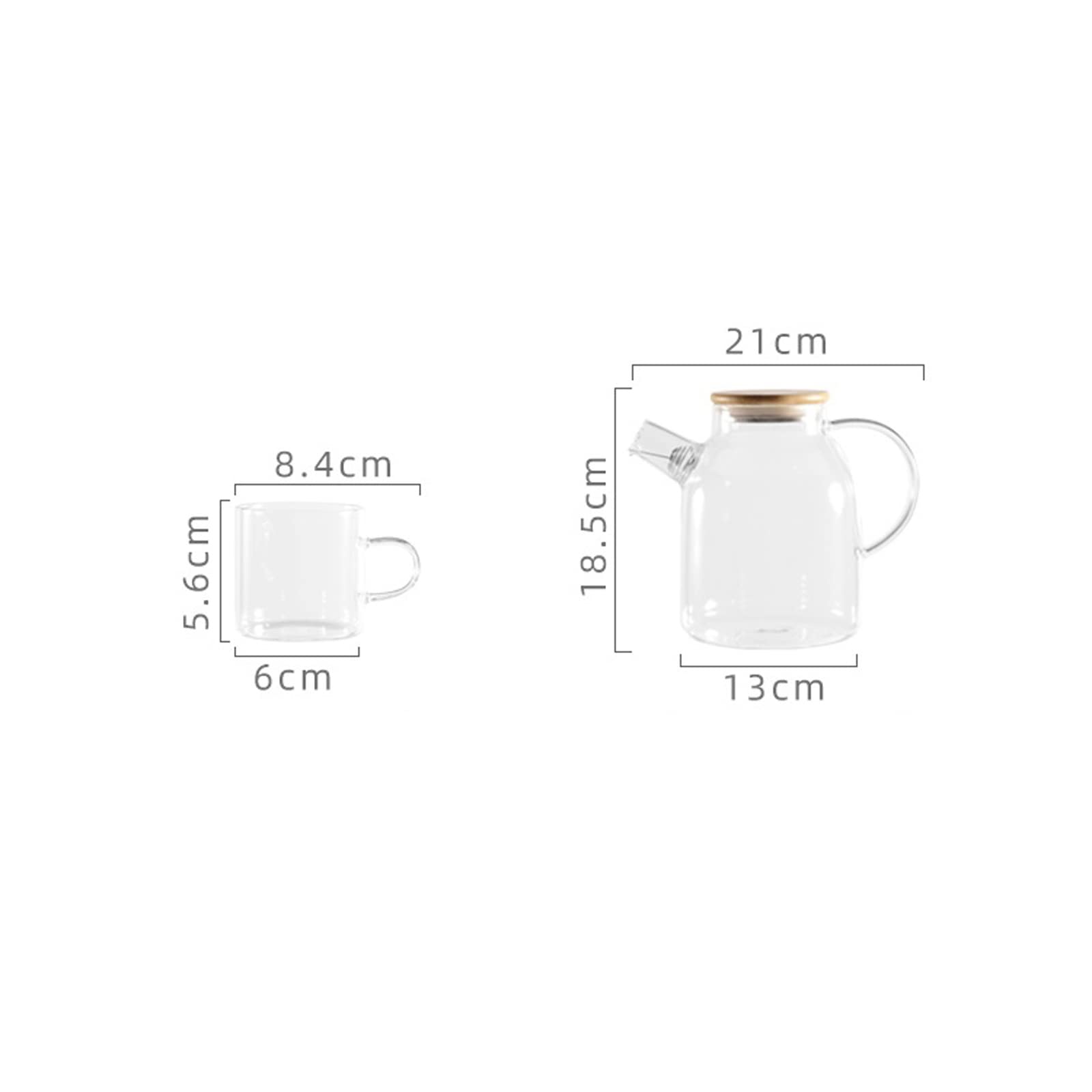 Dzbanek na wodę Szklany dzbanek na wodę z kubkiem domowym Przezroczysty czajnik na wodę Pij sok z uchwytem Biurko Prezent Butelka na wodę Naczynia Ice Tea Dzbanek do herbaty (Kolor: VS)