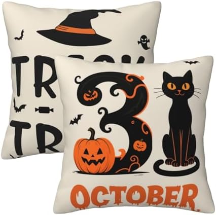 Halloween Throw Pillow Covers 18x18 in Set of 2, Halloween Decorations Outdoor Spooky Pillow Covers, Throw Pillows for Couch, Decorative Pillow Covers