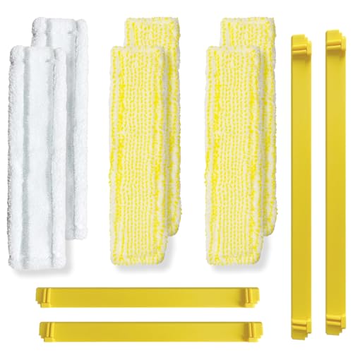 SaferCCTV 6 Pieces Accessories Microfibre Mop Covers and 4 Pieces Rubber Lip Puller for Karcher Window Vacuum Cleaner WV2/WV5/WV6,Replacement Cleaning Cloth Pads,Replacement Lip