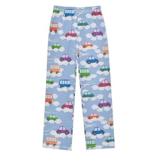 ZZXXB Colorful Car with Cloud Boys Long Pants Soft Trousers Elastic Waist Kids Lounge Bottoms with Pockets S-XL
