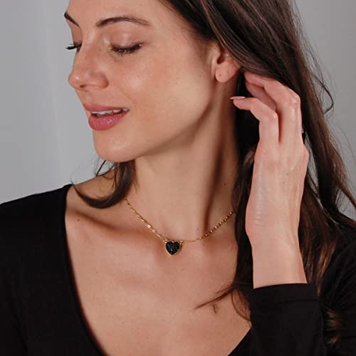 Humble Chic NY Heart Pendant Necklace for Women with Sparkly Simulated Druzy Stone - Gold, Silver, or Rose Gold Tone Chain - 16" with 3" Extender2