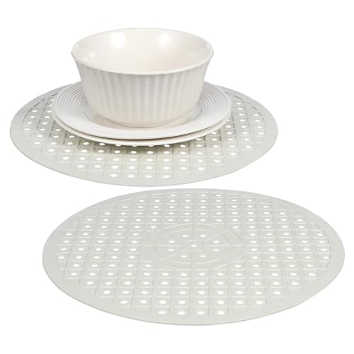 Alfombrillas para fregadero redondas de goma, estera de secado y drenaje para cocina 2