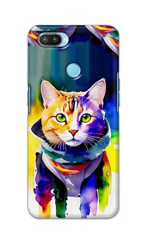 Image of Printed Hard Back Cover for Realme 2 Pro Back Cover (Coloured Cat) -190724(EA)