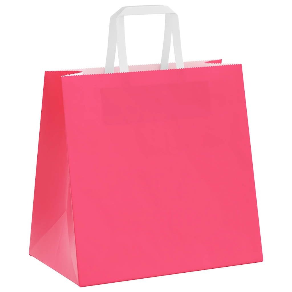 Papiertragetaschen Rosa 26x17x25 cm aus Kraftpapier mit Papierseilhenkeln 250 Stk. nachhaltige Geschenktüten für Geburtstag Hochzeit Party Kindergeburtstag Jubiläum