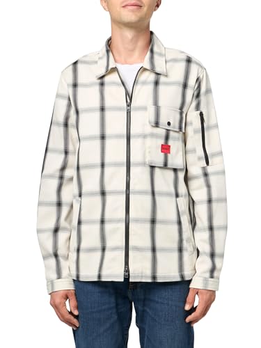 Image of Hugo Men's Cotton Mix Canvas Zip Up Overshirt